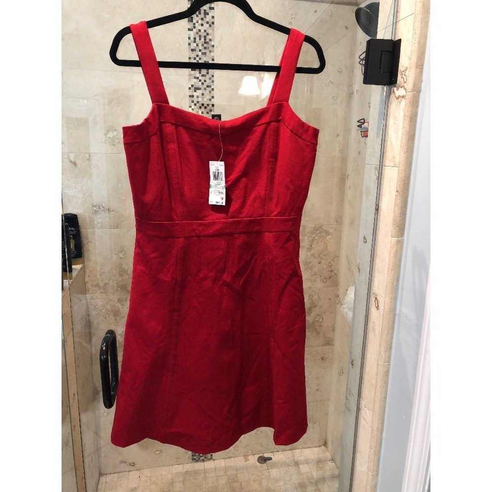 INC International Concepts Red Sleeveless Fit Flare Dress Womens Petite Large L